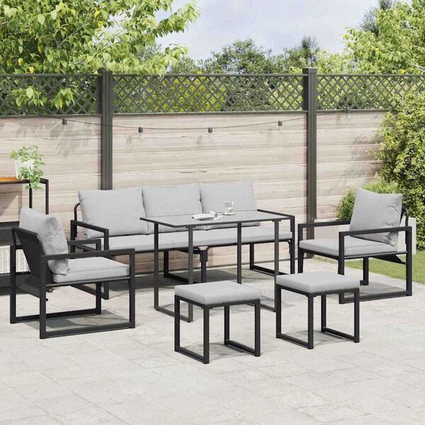 vidaXL Conjunto de sofá de jardín 6 pcs Negro Acero