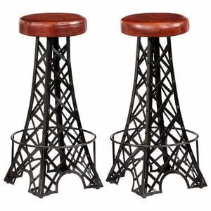 vidaXL Taburetes de barra de cocina 2 unidades cuero aut&eacute;ntico