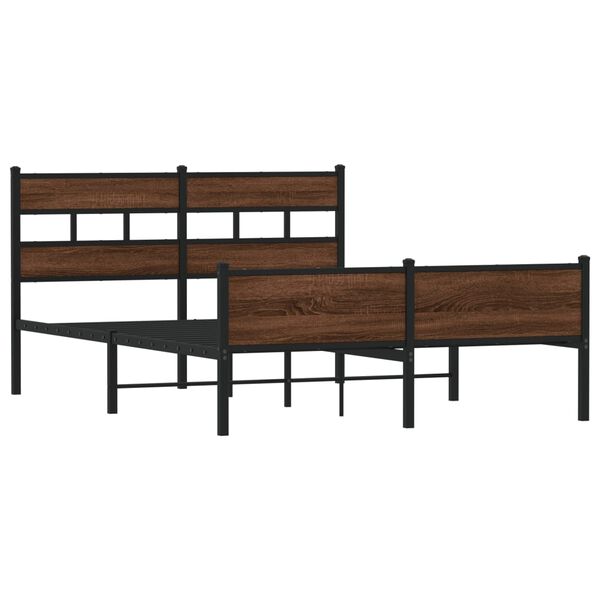 vidaXL Estructura de cama sin colch&oacute;n madera marr&oacute;n roble 140x190 cm