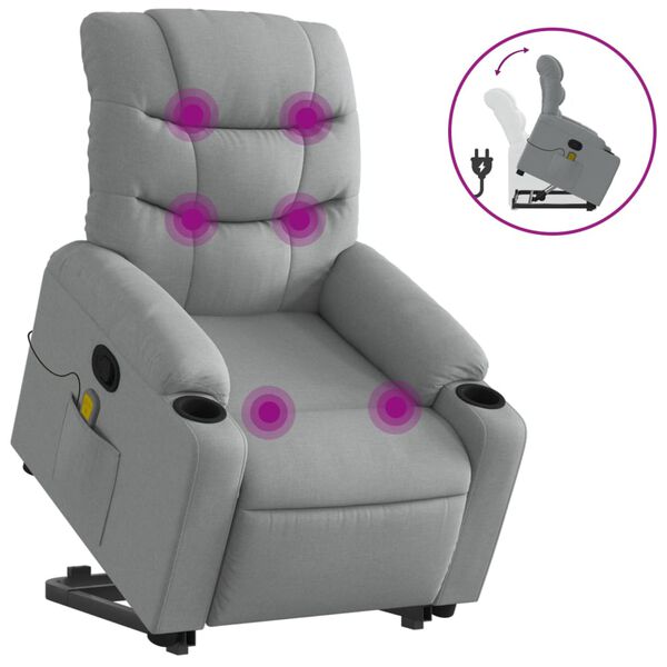 vidaXL Sill&oacute;n de masaje reclinable de pie de tela gris claro