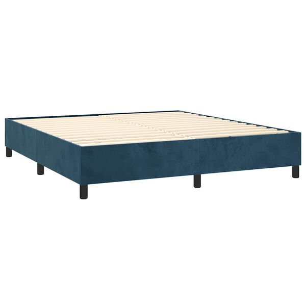 vidaXL Cama box spring con colch&oacute;n terciopelo azul oscuro 140x200 cm