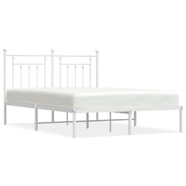 vidaXL Estructura cama sin colch&oacute;n con cabecero metal blanco 140x200cm