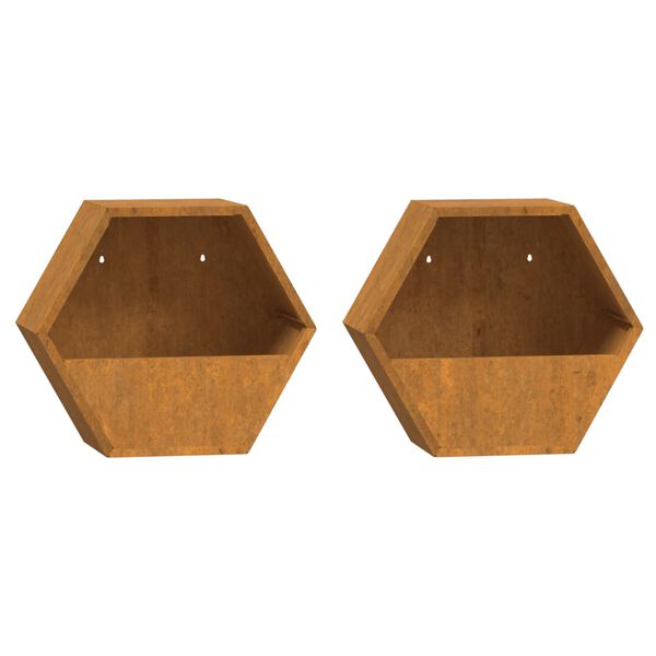 vidaXL Jardineras de pared 2 uds acero corten oxidado 30x10x25 cm