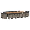 vidaXL Set comedor de jard&iacute;n 17 pzas y cojines rat&aacute;n sint&eacute;tico gris