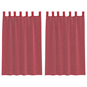 vidaXL Cortinas de gasa con bolsillos para varillas 2 uds. rojo vino