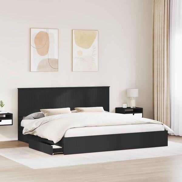 vidaXL Cama con almacenamiento Negro 200 x 200 cm Madera de ingenier&iacute;a