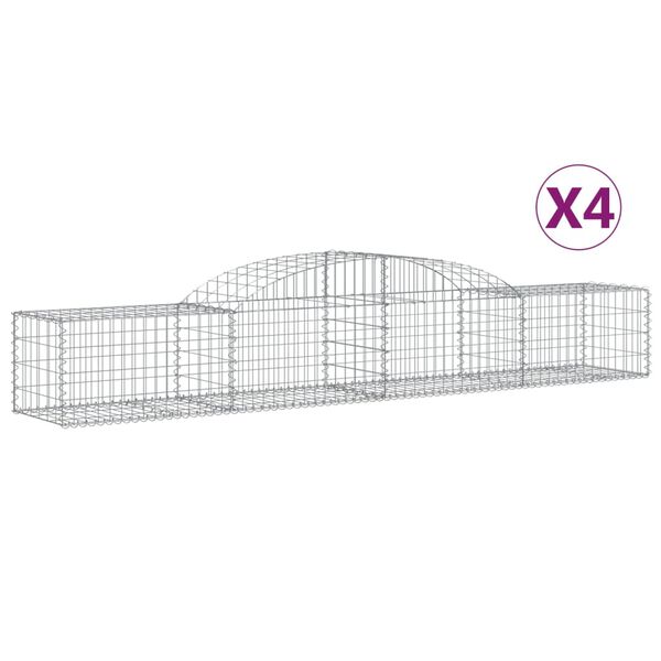 vidaXL Cestas de gaviones 4 uds forma de arco hierro 300x50x40/60 cm