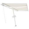 vidaXL Toldo manual retr&aacute;ctil con luz LED crema 450x350 cm
