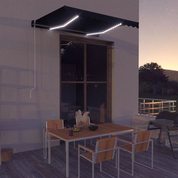 vidaXL Toldo retráctil manual con LED gris antracita 300x250 cm
