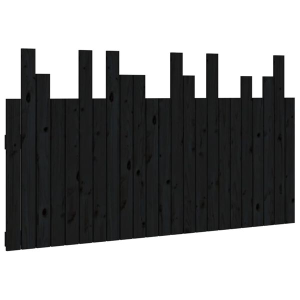 vidaXL Cabecero de cama de pared madera maciza pino negro 146,5x3x80cm