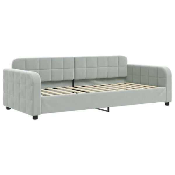 vidaXL Sof&aacute; cama con colch&oacute;n terciopelo gris claro 90x200 cm