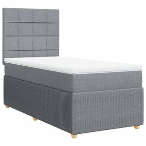 vidaXL Cama box spring con colch&oacute;n tela gris claro 100x200 cm