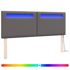 vidaXL Cabecero LED Gris 160 cm Cuero sint&eacute;tico