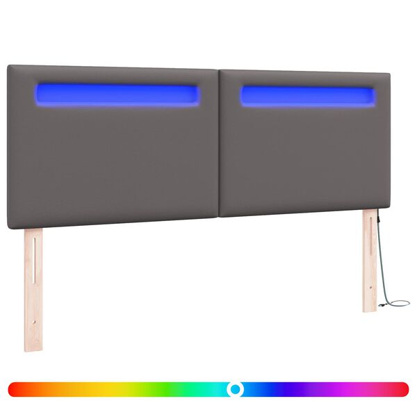vidaXL Cabecero LED Gris 160 cm Cuero sint&eacute;tico