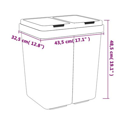vidaXL Cubo de basura doble gris antracita 2x25 L
