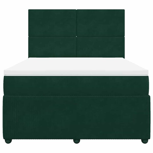 vidaXL Cama box spring con colch&oacute;n terciopelo verde oscuro 140x190 cm