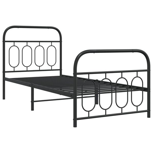 vidaXL Estructura cama sin colchón con estribo metal negro 90x190 cm