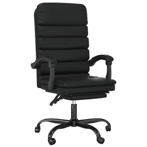 vidaXL Silla de oficina reclinable masaje cuero sint&eacute;tico negro