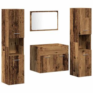 vidaXL Juego de muebles de ba&ntilde;o con puerta 3 pcs Madera envejecida