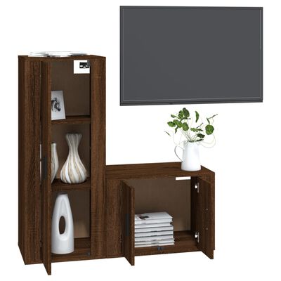 vidaXL Set de muebles para TV 2 pzas madera contrachapada roble marrón