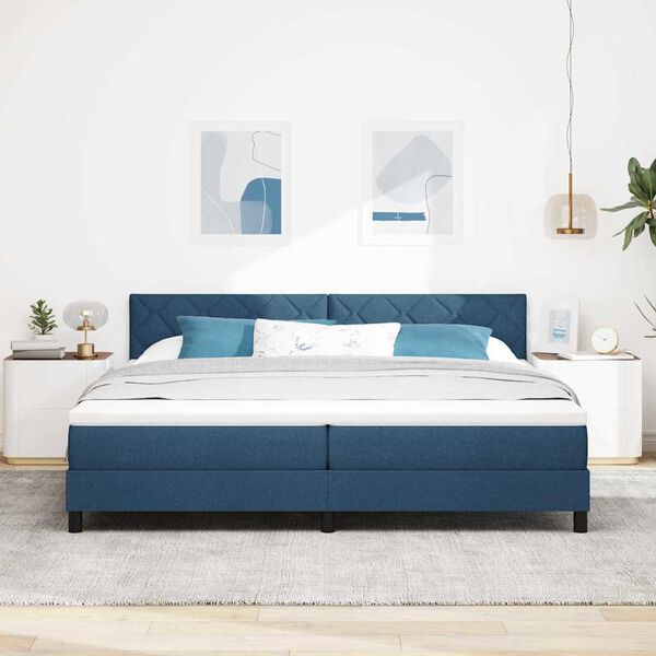 vidaXL Cama tipo Box Spring con colch&oacute;n Azul 200 x 200 cm tela