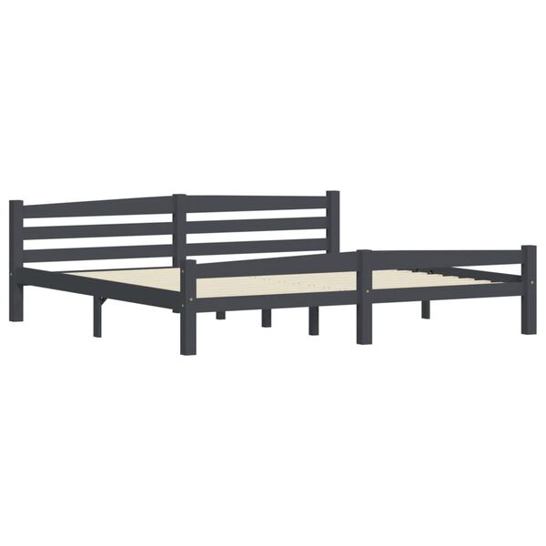 vidaXL Estructura cama sin colch&oacute;n madera pino gris oscuro 200x200 cm