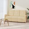 vidaXL Sill&oacute;n de masaje reclinable de 3 plazas tela microfibra crema