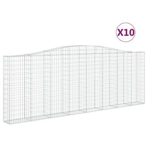 vidaXL Cestas de gaviones 10 uds forma de arco hierro 400x30x140/160cm