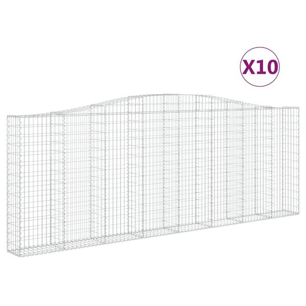 vidaXL Cestas de gaviones 10 uds forma de arco hierro 400x30x140/160cm