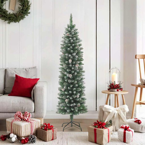 vidaXL Árbol de Navidad artificial estrecho con soporte PVC 180 cm