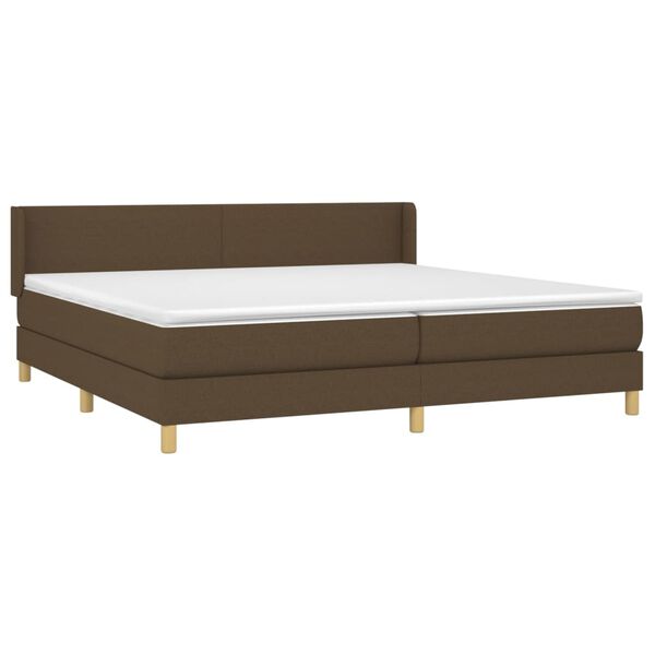 vidaXL Cama box spring con colch&oacute;n tela marr&oacute;n oscuro 200x200 cm