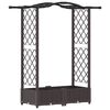 vidaXL Cama elevada con trellis y techo Marr&oacute;n 124 x 40 x 123 cm PP