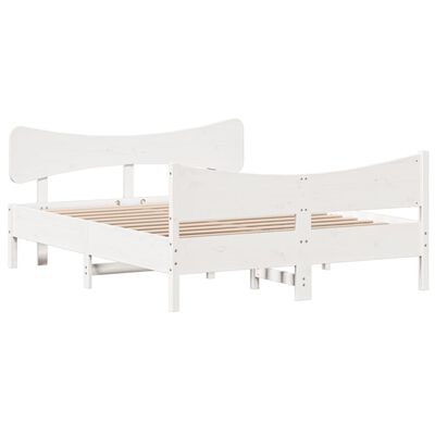 vidaXL Estructura de cama con cabecero madera de pino blanco 150x200cm
