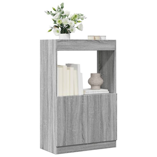 vidaXL Aparador de madera de ingenier&iacute;a gris Sonoma 63x33x100 cm