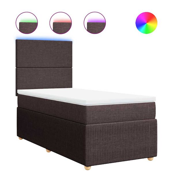vidaXL Cama box spring con colch&oacute;n tela marr&oacute;n oscuro 80x200 cm