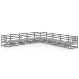 vidaXL Juego de muebles de jard&iacute;n 9 pzas y cojines gris madera pino