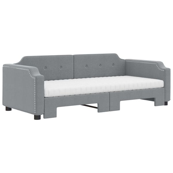 vidaXL Sofá cama nido con colchón tela gris claro 90x190 cm