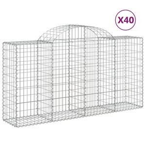 vidaXL Cestas de gaviones 40 uds forma de arco hierro 200x50x100/120cm