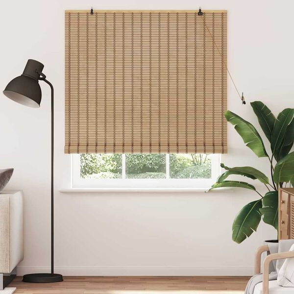 vidaXL Estor enrollable con cortinas Naturaleza 150 x 220 cm Bamb&uacute;