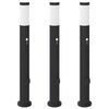 vidaXL Balizas de luz con sensor y tomacorriente, 3 unidades, 80 cm, acero inoxidable, IP44