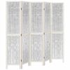 vidaXL Biombo separador de 5 paneles madera maciza Paulownia blanco