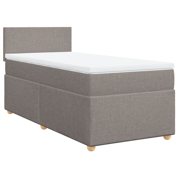 vidaXL Cama box spring con colch&oacute;n tela gris taupe 100x200 cm