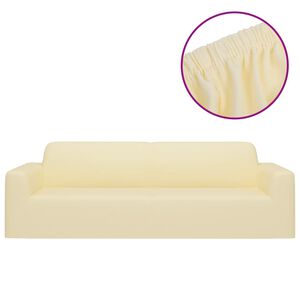 vidaXL Funda el&aacute;stica para sill&oacute;n de 3 plazas poli&eacute;ster jersey crema