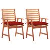 vidaXL Sillas comedor de jard&iacute;n 2 uds madera maciza acacia y cojines