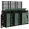 vidaXL Cobertizo triple para cubos de basura madera maciza pino negro