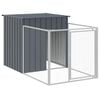 vidaXL Caseta perros con corral acero galvanizado gris 110x609x110 cm