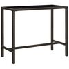 vidaXL Mesa alta de jard&iacute;n rat&aacute;n sint&eacute;tico y vidrio marr&oacute;n 130x60x110cm