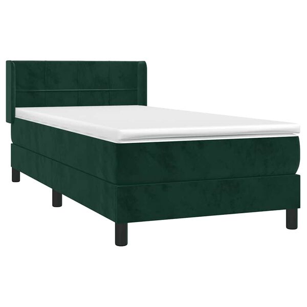 vidaXL Cama box spring con colch&oacute;n terciopelo verde oscuro 80x200 cm