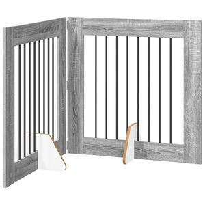 vidaXL Puerta para perros plegable con soportes 2 uds. Sonoma gris