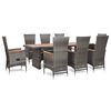 vidaXL Set de comedor de jard&iacute;n 9 pzas y cojines rat&aacute;n sint&eacute;tico gris